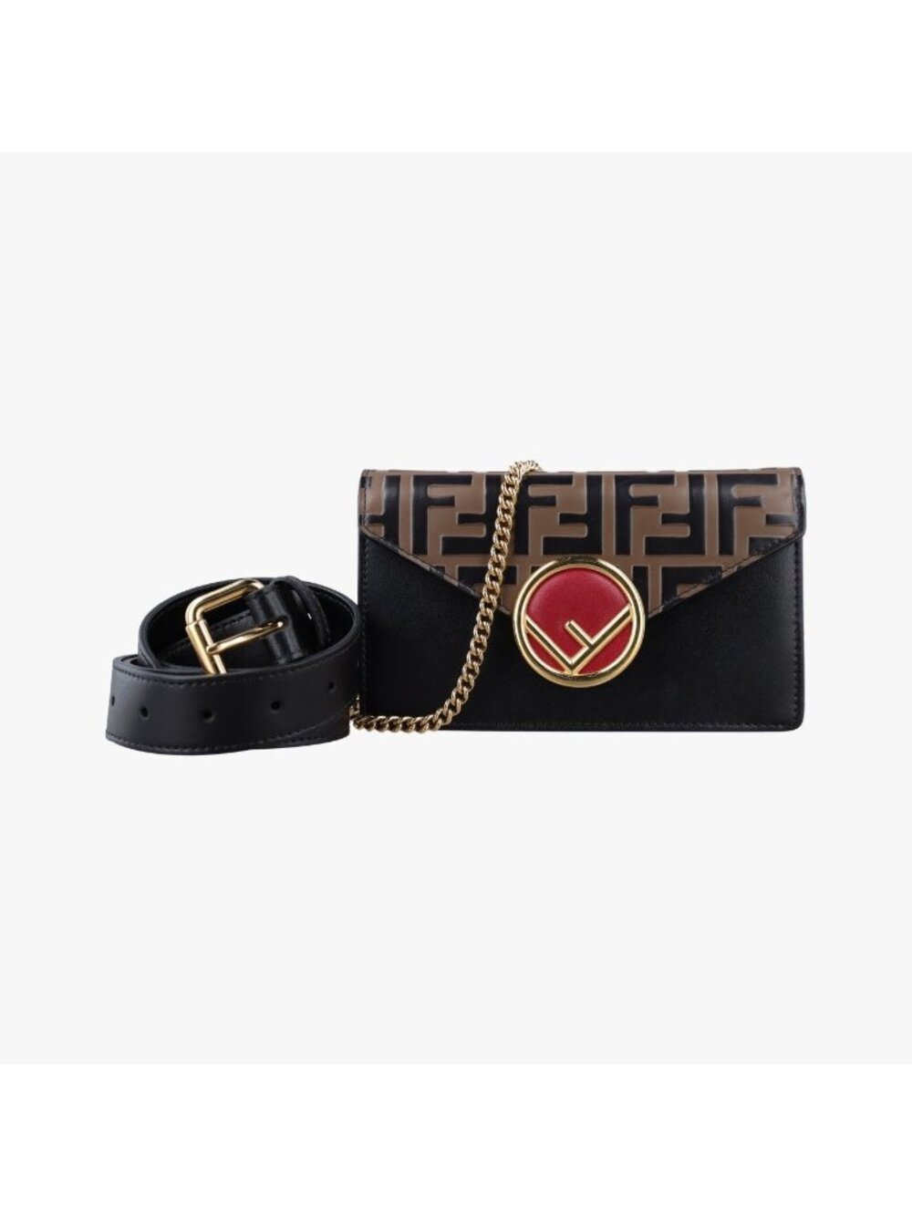 Fendi Brown Black Leather Handbag